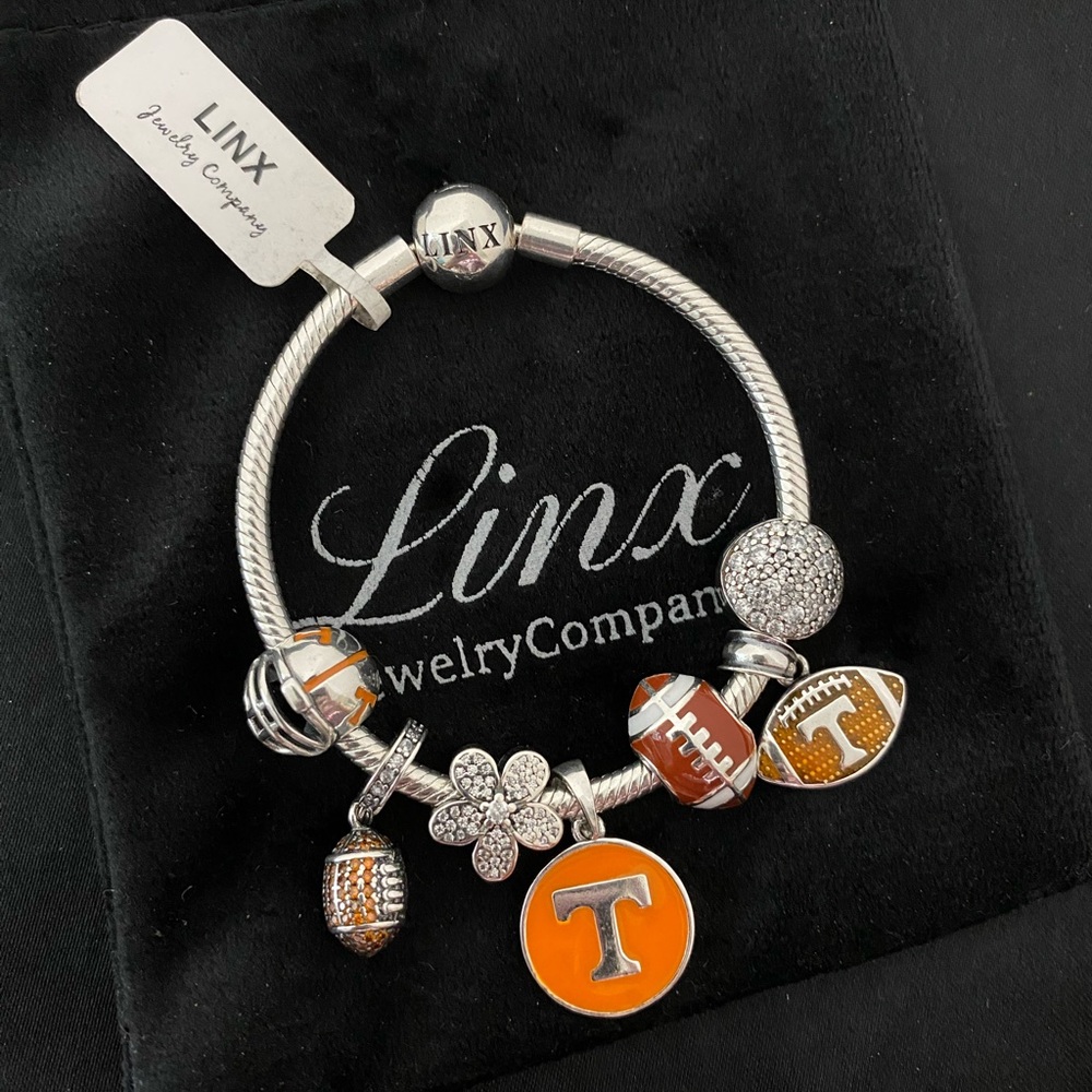 Linx Snake Chain Bracelet with Tennessee Vols Themed Charms